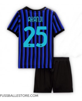Günstige Inter Milan Manuel Akanji #25 Heimtrikotsatz Kinder 2025-26 Kurzarm (+ Kurze Hosen)
